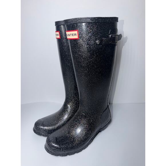 Hunter Girls Starcloud Glitter Tall Rain Boots – Black – US Girls Size 4B/5G